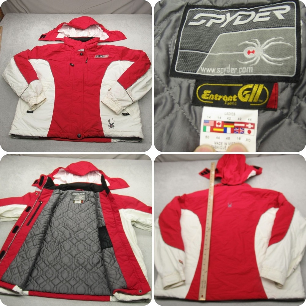 Spyder Jacket Women 14 Red Entrant GII Insulated Waterproof Hooded Ski Snowboard
